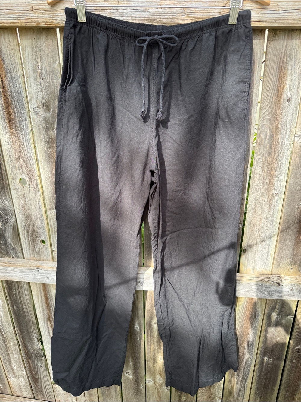 UNIQLO Linen Blend Relaxed Wide Leg Pants Black Size L